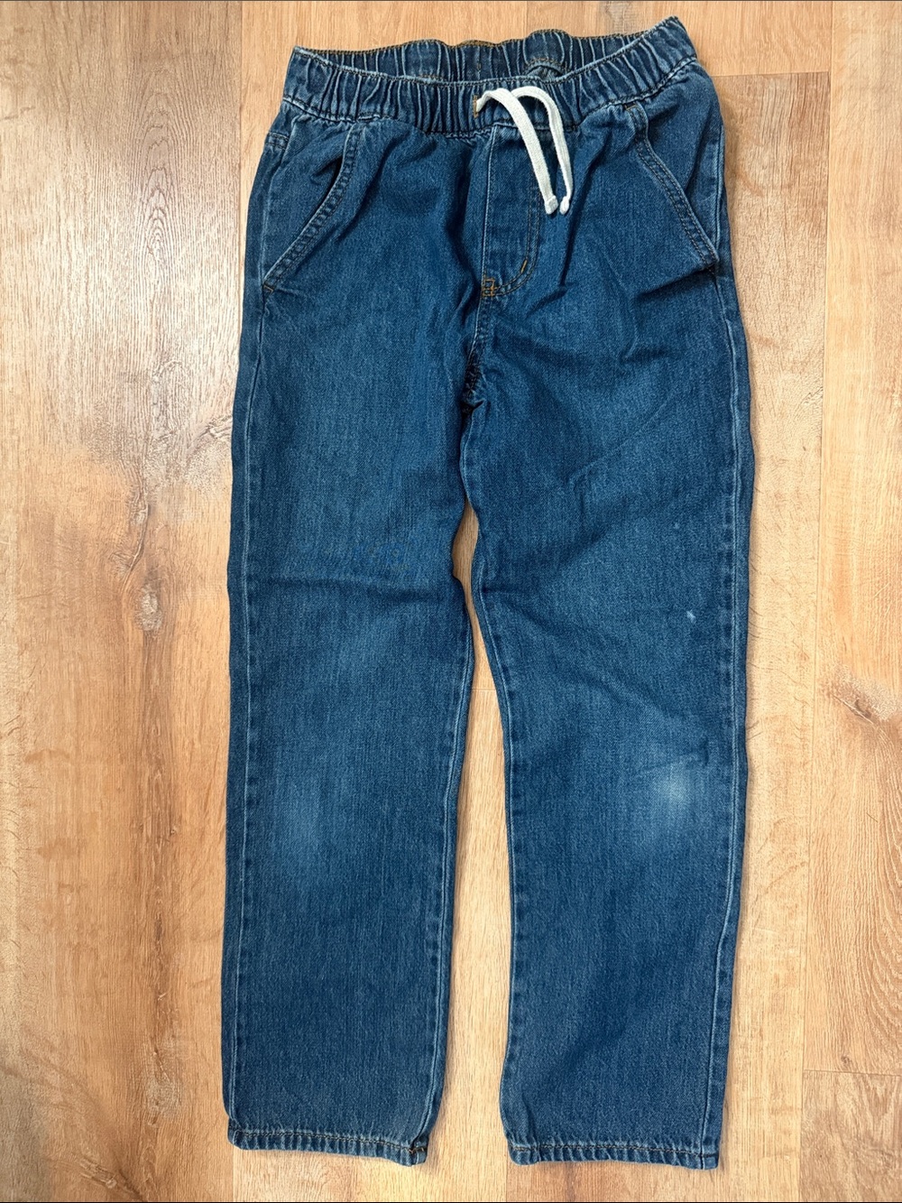 Cat & Jack Boy’s Elastic Waist Dark Blue Jeans with Drawstring